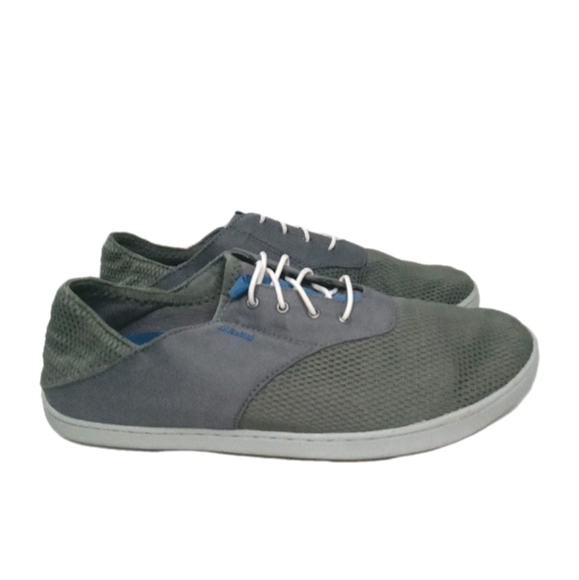 OLUKAI Nohea Moku No Tie Boat Shoes Men's Size 8 Gray~Green Retail $99 - Picture 1 of 8
